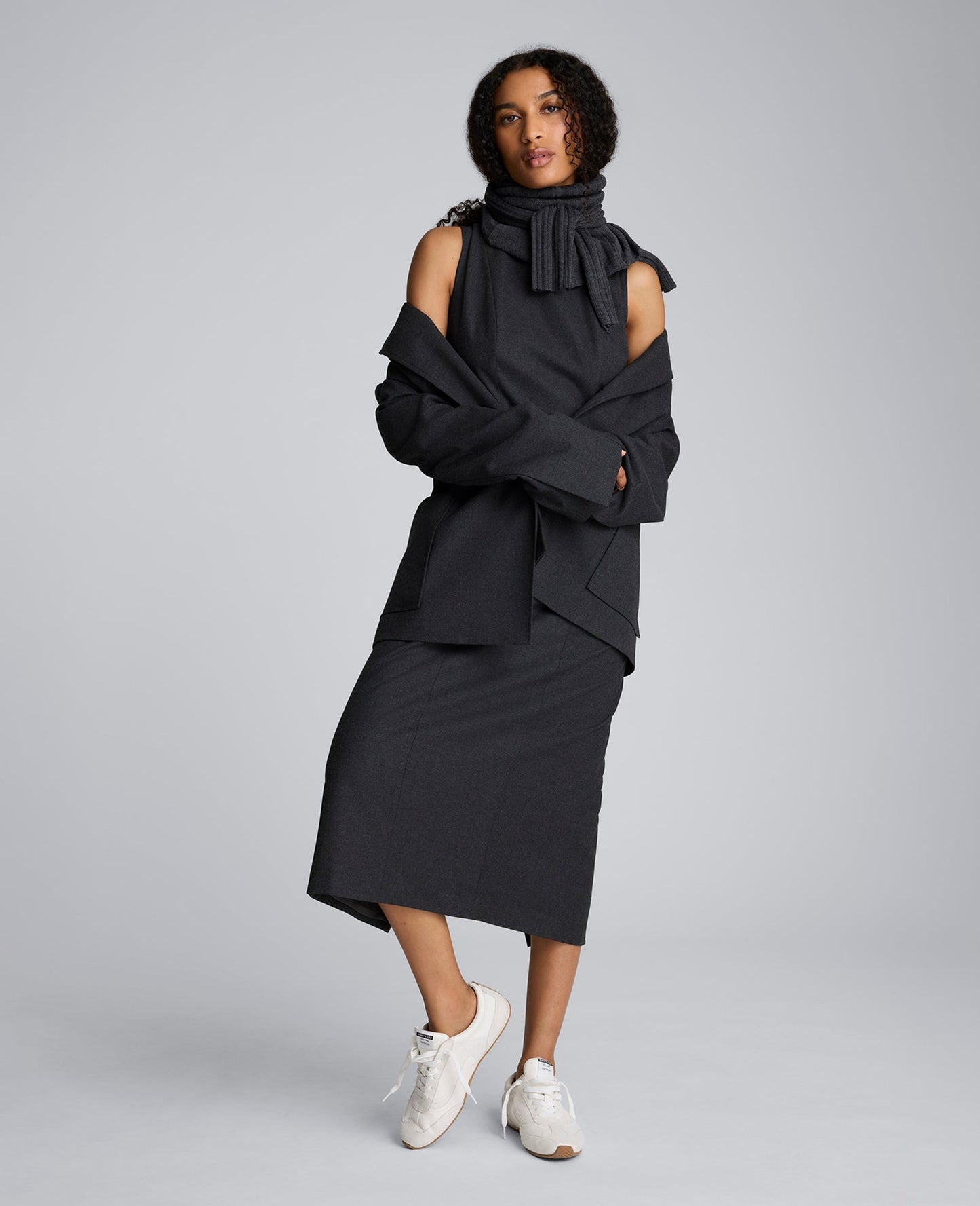 Flannel Midi Sheath Dress