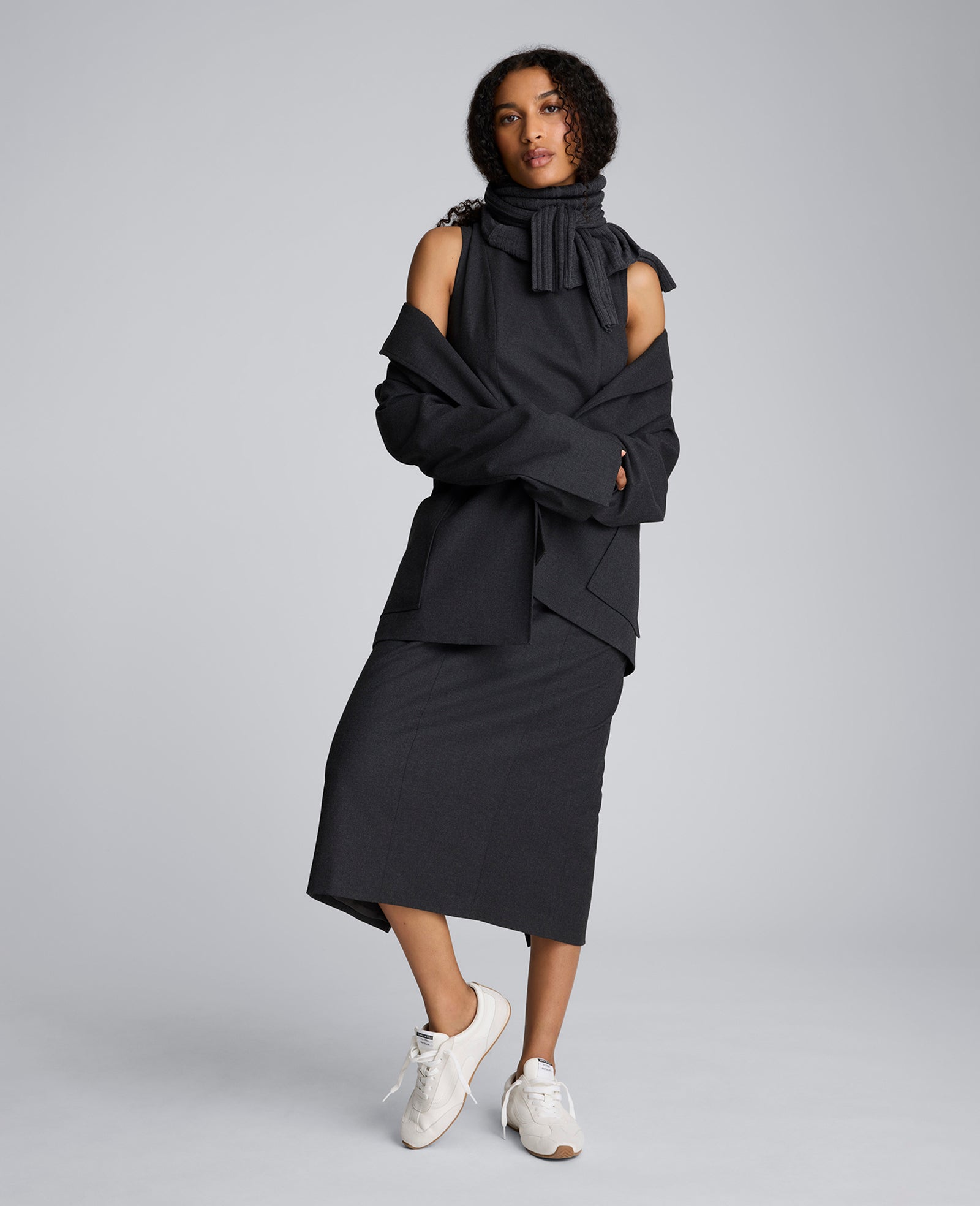 Flannel Midi Sheath Dress