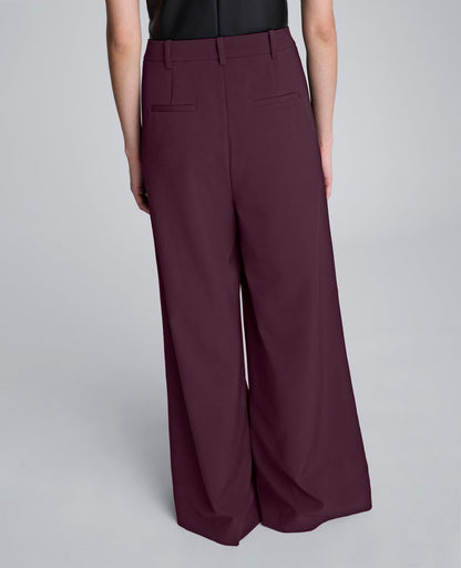 Luxe Twill Wide Leg Inverted Pleat Front Pant