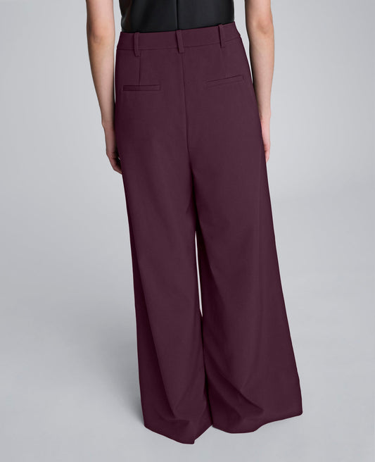 Luxe Twill Wide Leg Inverted Pleat Front Pant