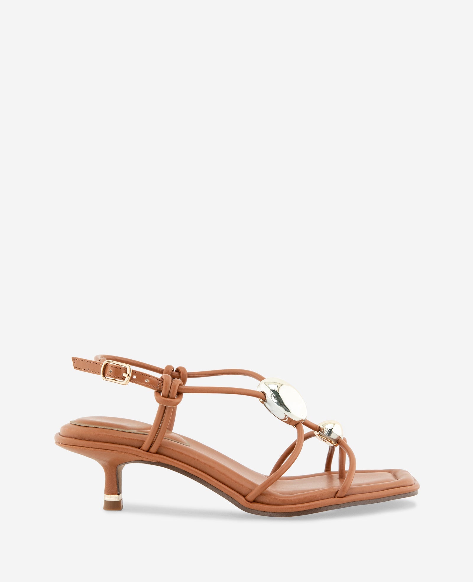 Gemma Embellished Strappy Leather Kitten Heel Sandal