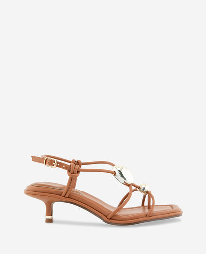 Gemma Embellished Strappy Leather Kitten Heel Sandal