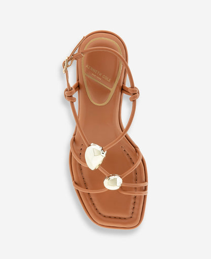 Gemma Embellished Strappy Leather Kitten Heel Sandal