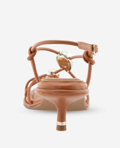 Gemma Embellished Strappy Leather Kitten Heel Sandal