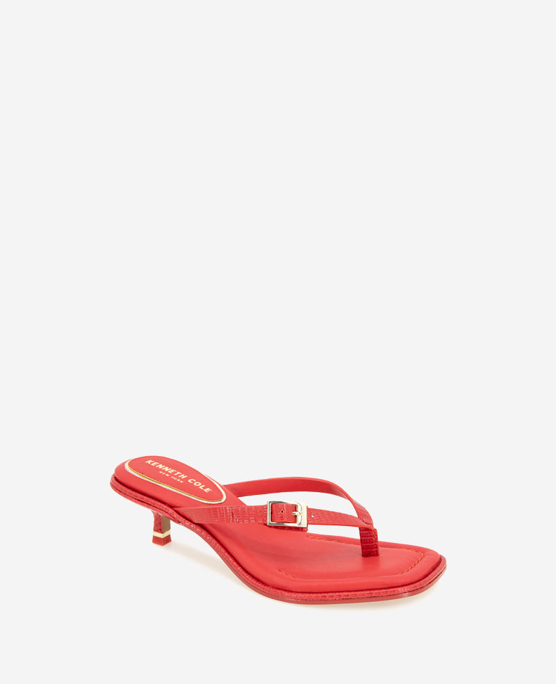 Gillie Embossed Lizard Kitten Heel Buckle Sandal