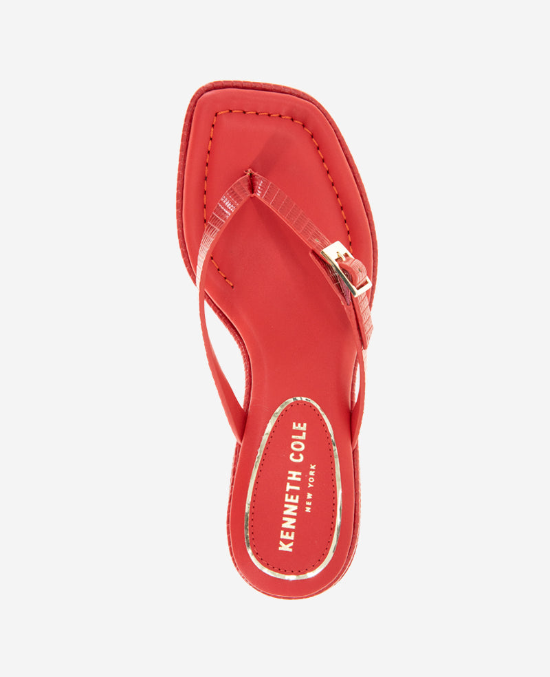 Gillie Embossed Lizard Kitten Heel Buckle Sandal