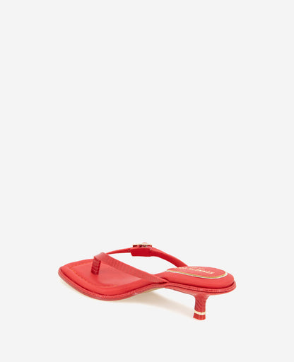 Gillie Embossed Lizard Kitten Heel Buckle Sandal