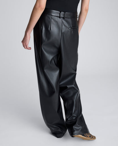 High Rise Fly Front Double Pleat Wide Leg Pant
