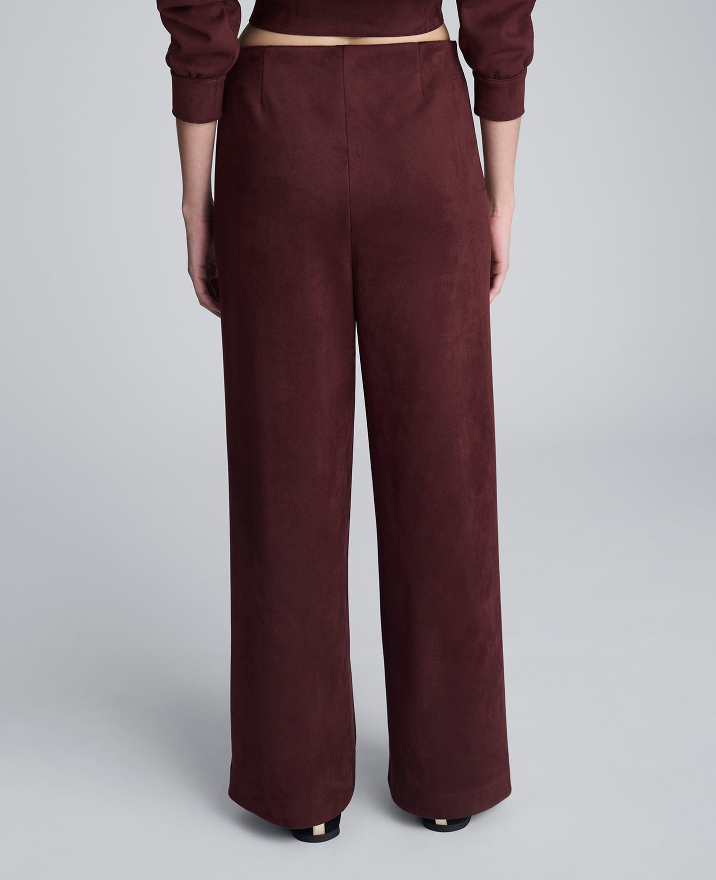 Faux Suede Pull On Wide Leg Pant