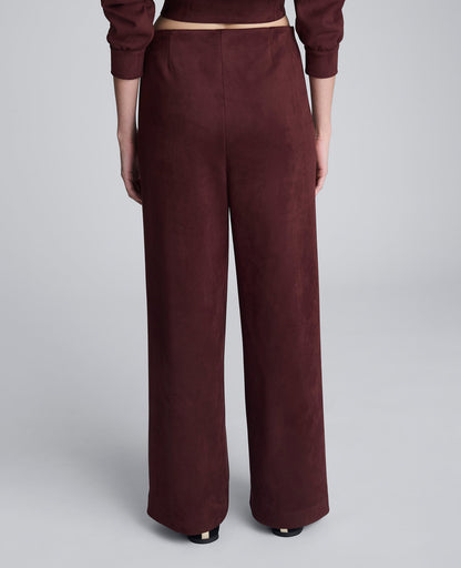 Faux Suede Pull On Wide Leg Pant