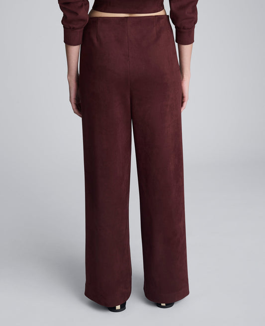 Faux Suede Pull On Wide Leg Pant