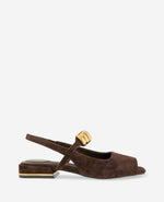 Illia Suede Open Toe Hardware Flat Slingback