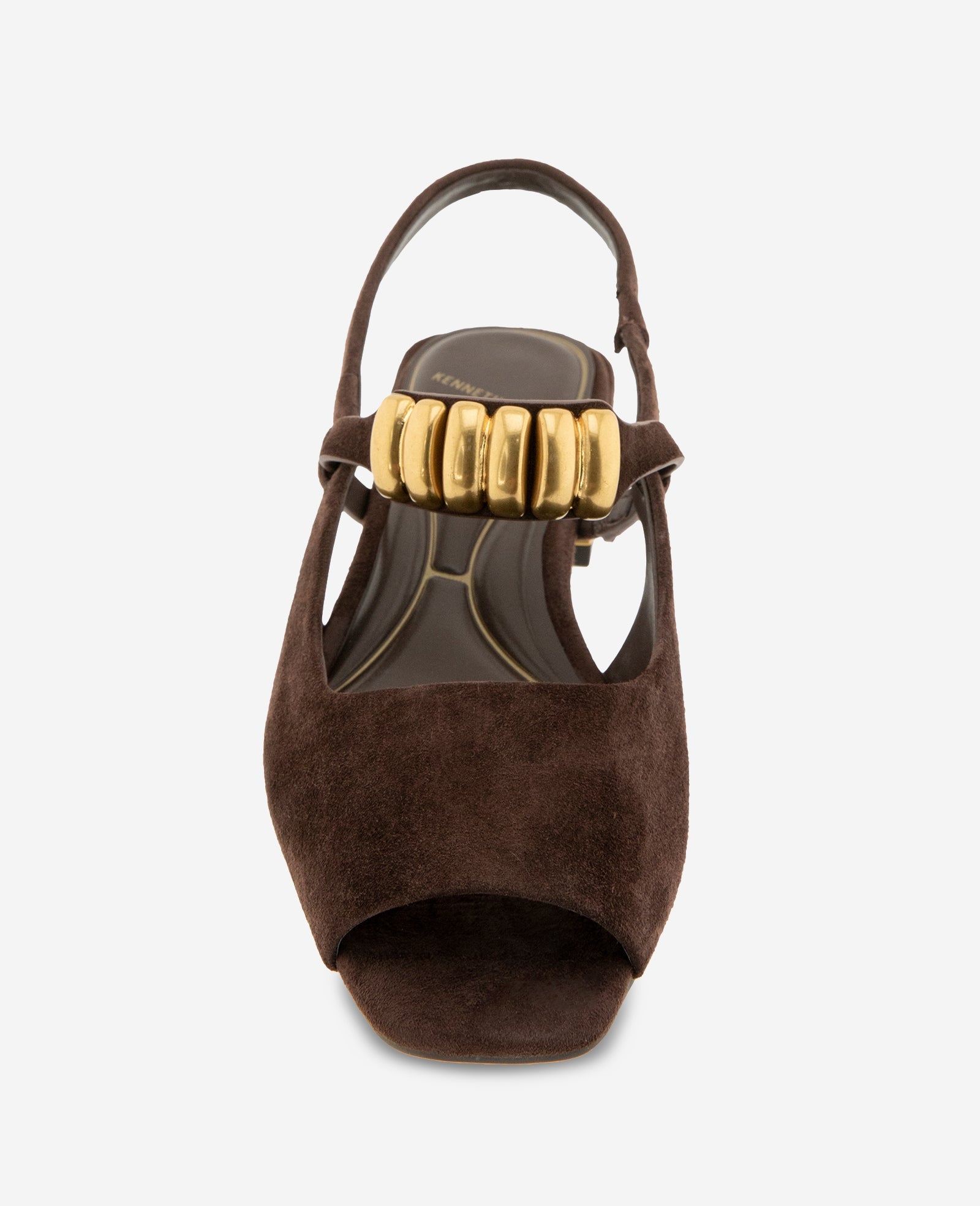 Illia Suede Open Toe Hardware Flat Slingback