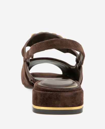 Illia Suede Open Toe Hardware Flat Slingback