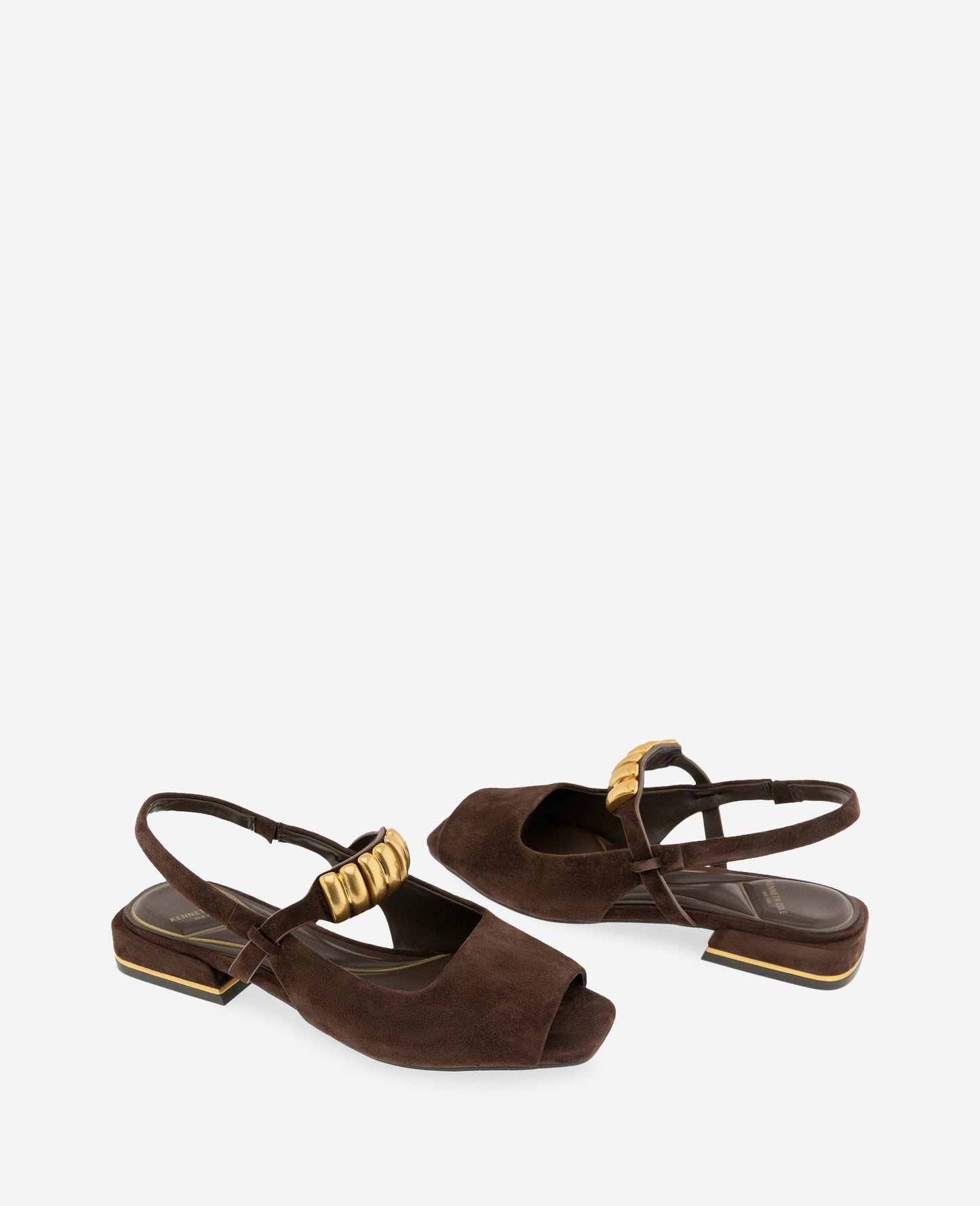 Illia Suede Open Toe Hardware Flat Slingback
