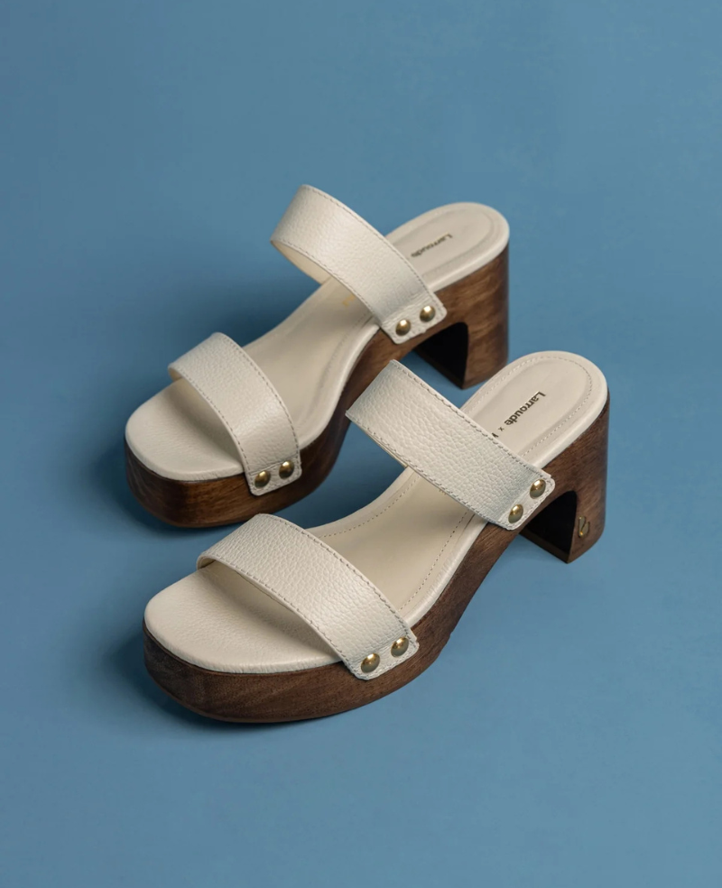 Larroudé x Kenneth Cole: Sandal Ivory Leather