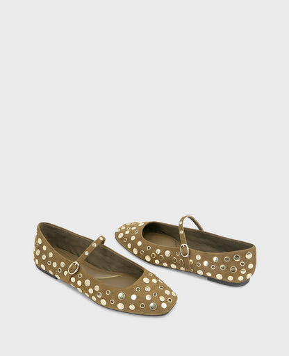 Jasper Suede Stud Ballet Flat