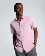 Slim Fit Short-Sleeve Mixed-Media Sport Shirt