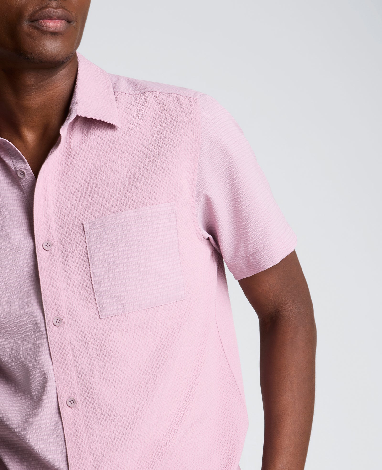 Slim Fit Short-Sleeve Mixed-Media Sport Shirt