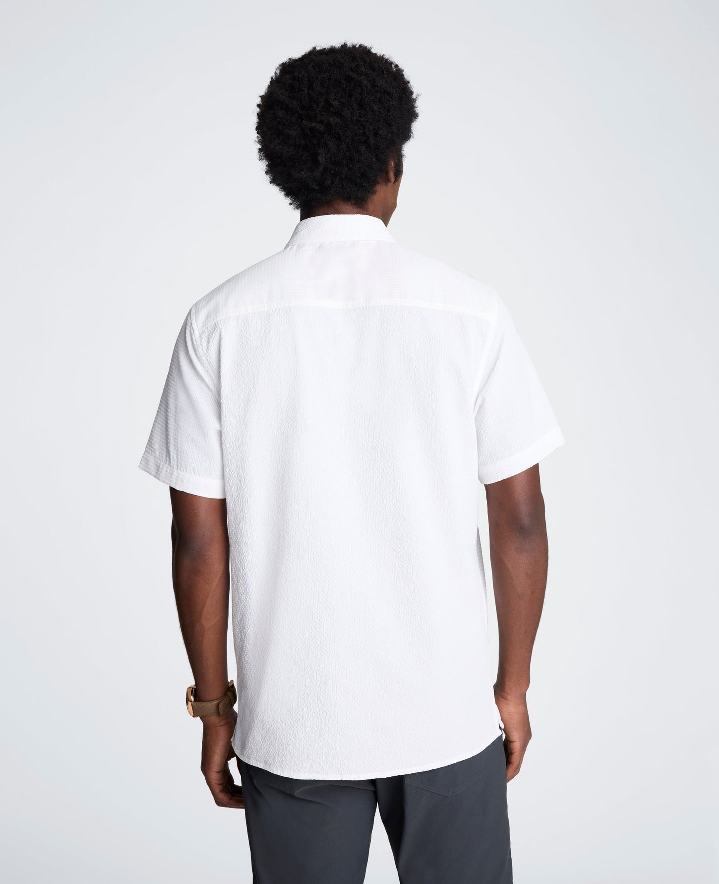 Slim Fit Short-Sleeve Mixed-Media Sport Shirt