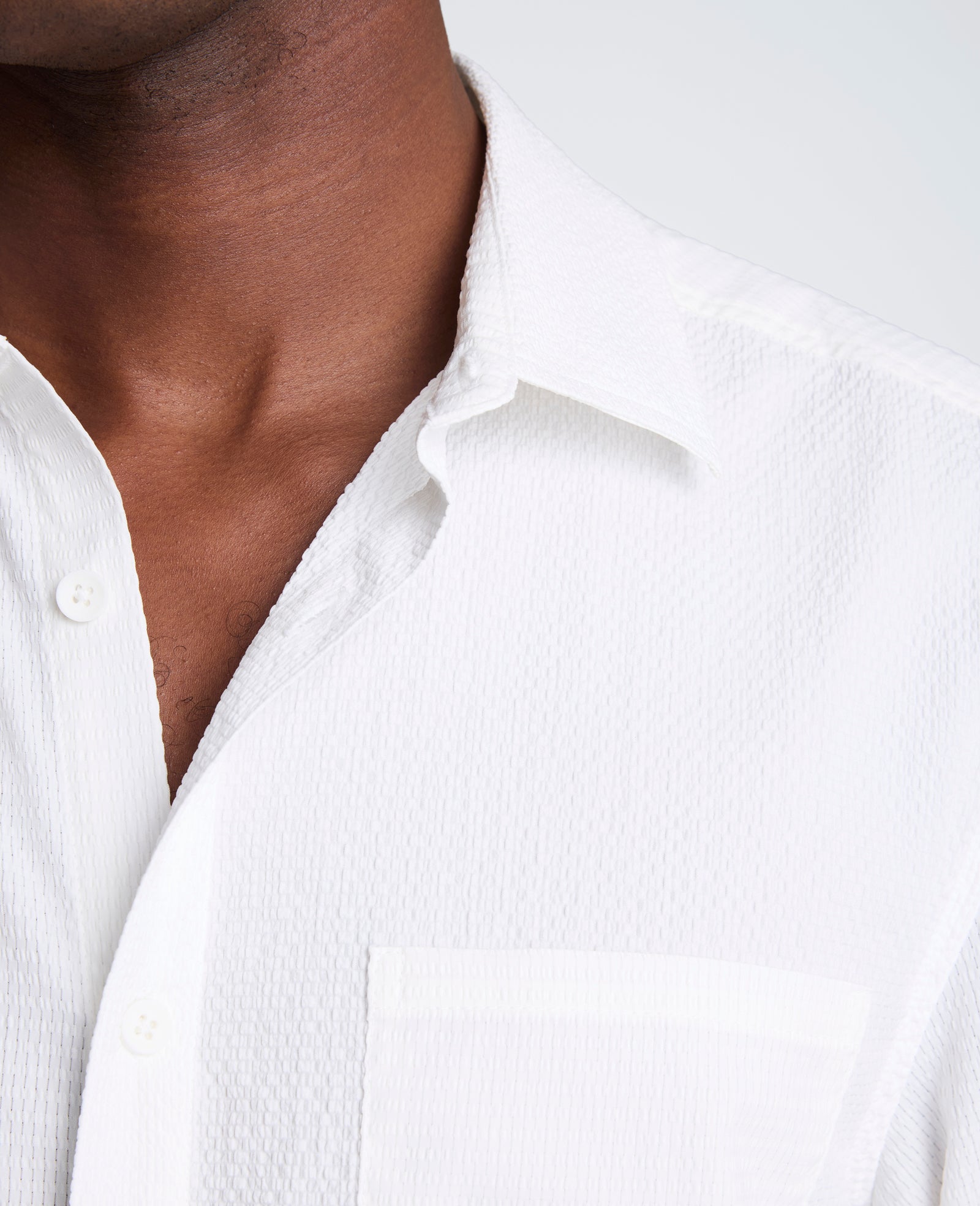 Slim Fit Short-Sleeve Mixed-Media Sport Shirt