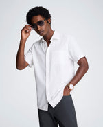 Slim Fit Short-Sleeve Mixed-Media Sport Shirt