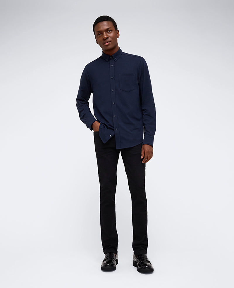 Long Sleeve Button Down Stretch Shirt with Pocket
