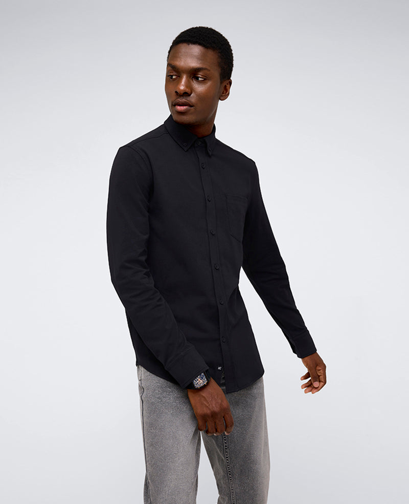 Long Sleeve Button Down Stretch Shirt with Pocket