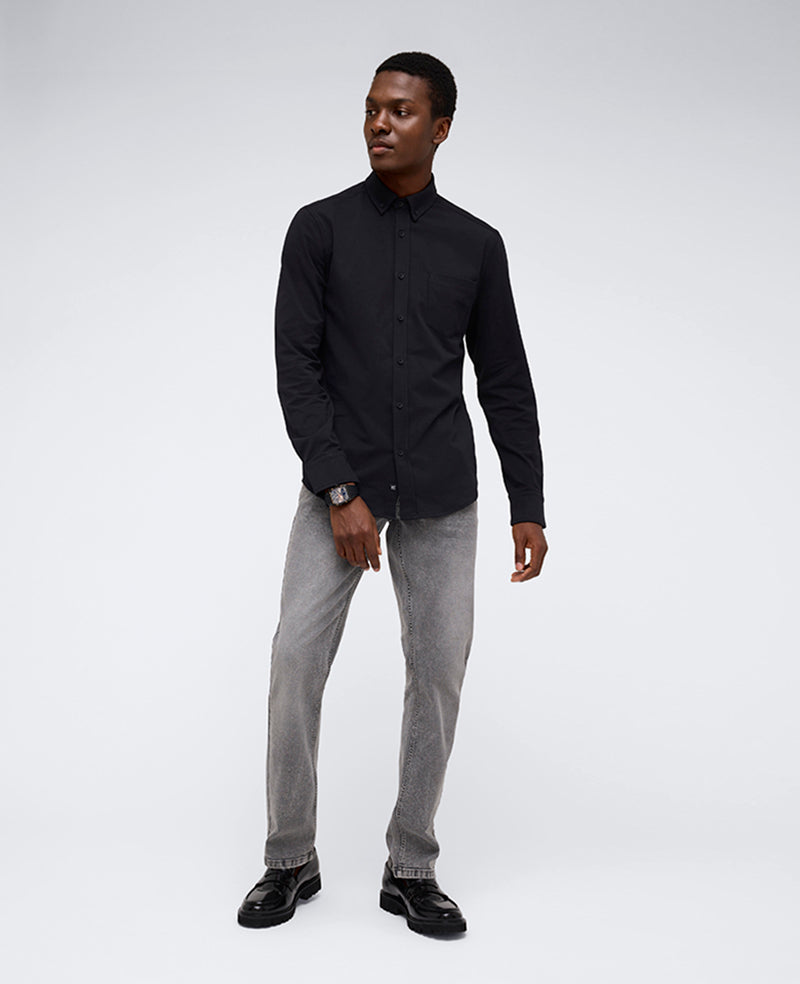 Long Sleeve Button Down Stretch Shirt with Pocket