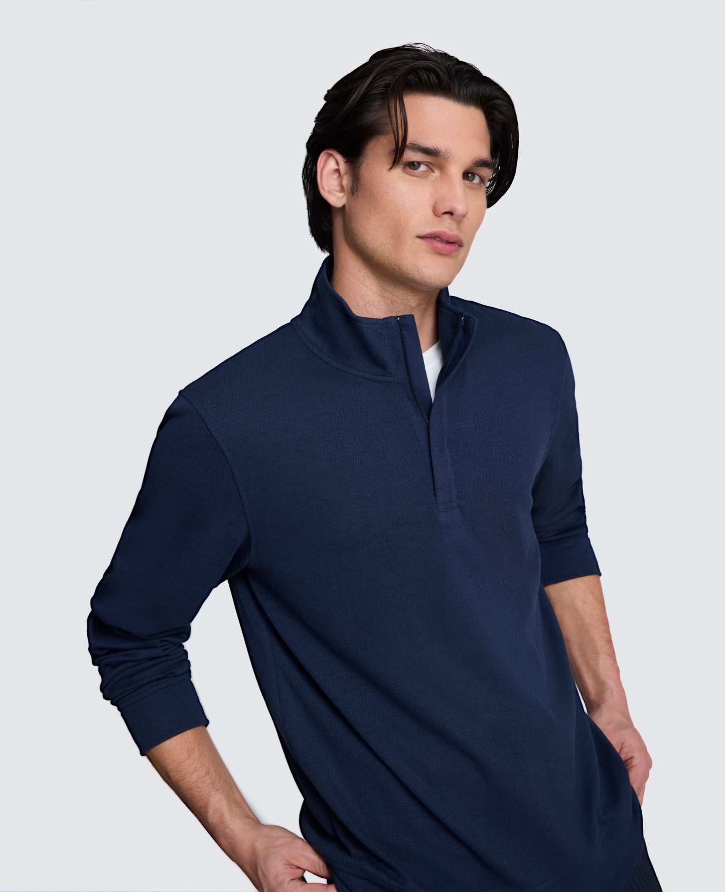 Hidden Placket Quarter Zip Sweater