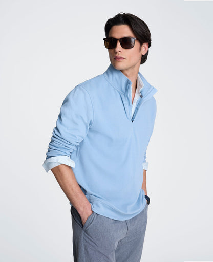 Hidden Placket Quarter Zip Sweater