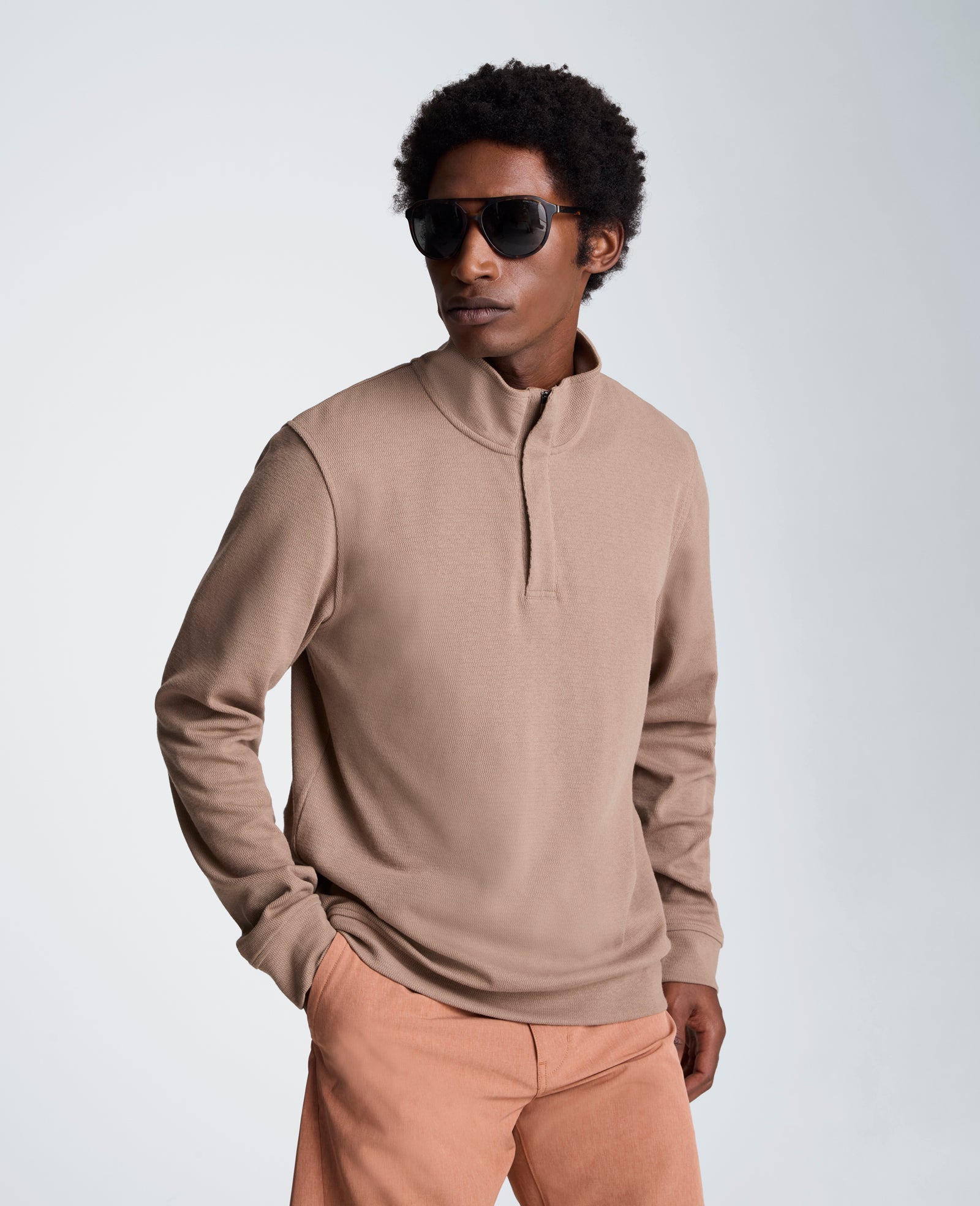 Hidden Placket Quarter Zip Sweater