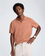 Short Sleeve Johnny Collar Polo with Ribbing