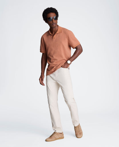 Short Sleeve Johnny Collar Polo with Ribbing