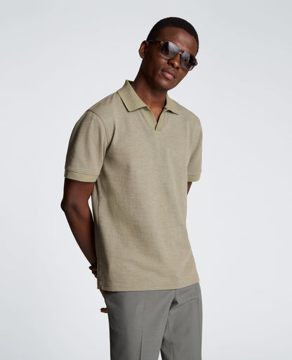 Short Sleeve Johnny Collar Polo with Ribbing