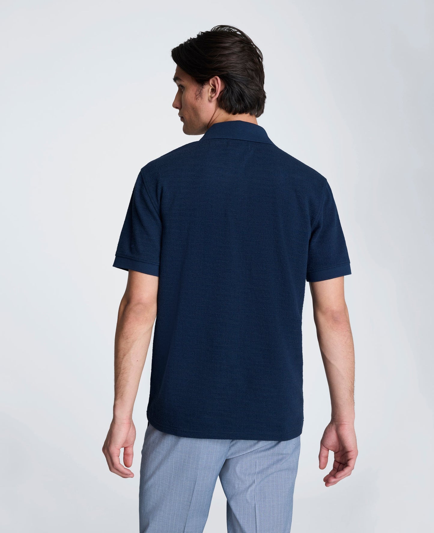 Short Sleeve Johnny Collar Polo with Ribbing