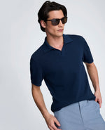 Short Sleeve Johnny Collar Polo with Ribbing