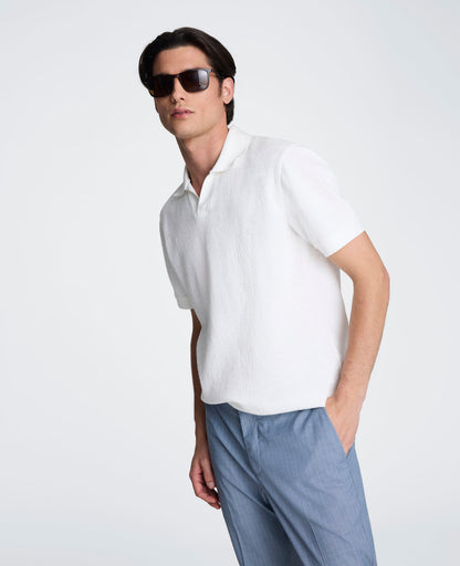 Short Sleeve Johnny Collar Polo with Ribbing