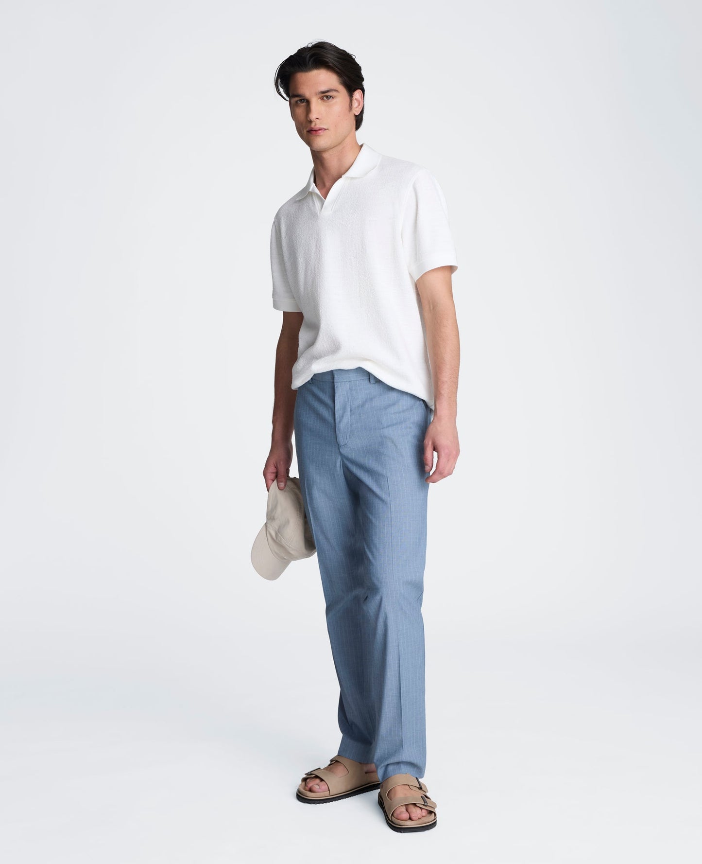Short Sleeve Johnny Collar Polo with Ribbing