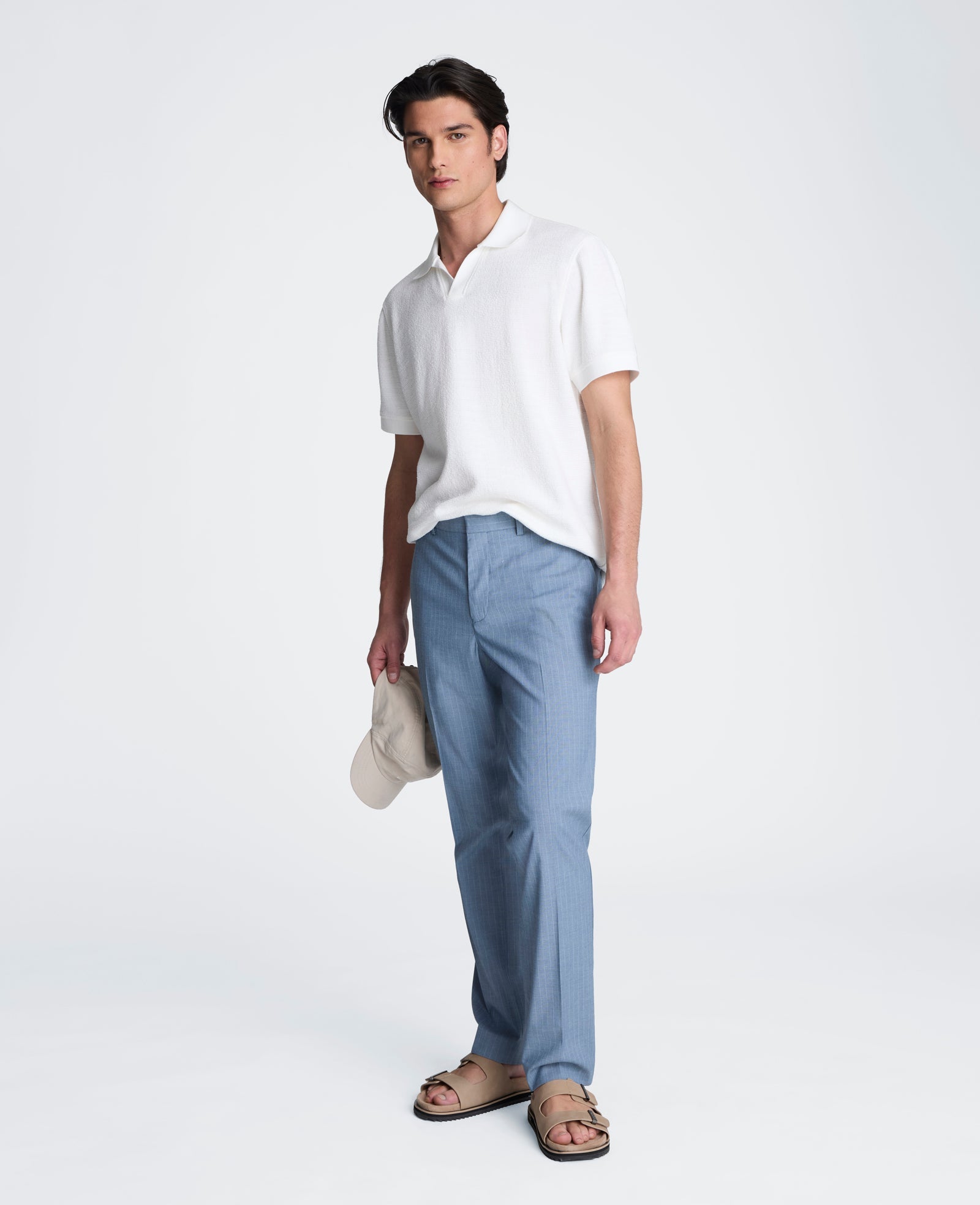 Short Sleeve Johnny Collar Polo with Ribbing