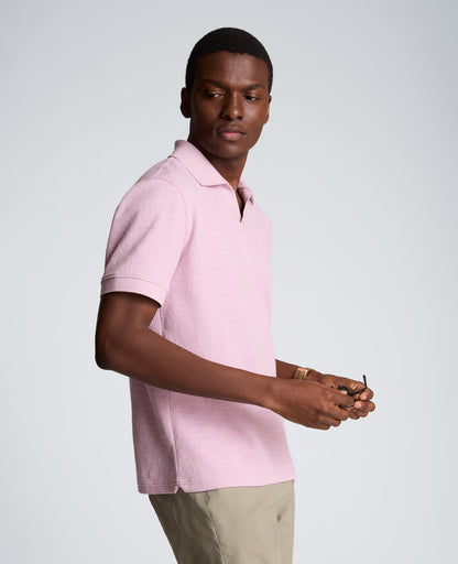 Short Sleeve Johnny Collar Polo with Ribbing
