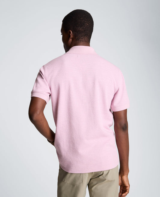 Short Sleeve Johnny Collar Polo with Ribbing