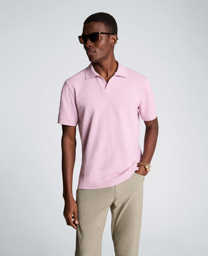 Short Sleeve Johnny Collar Polo with Ribbing