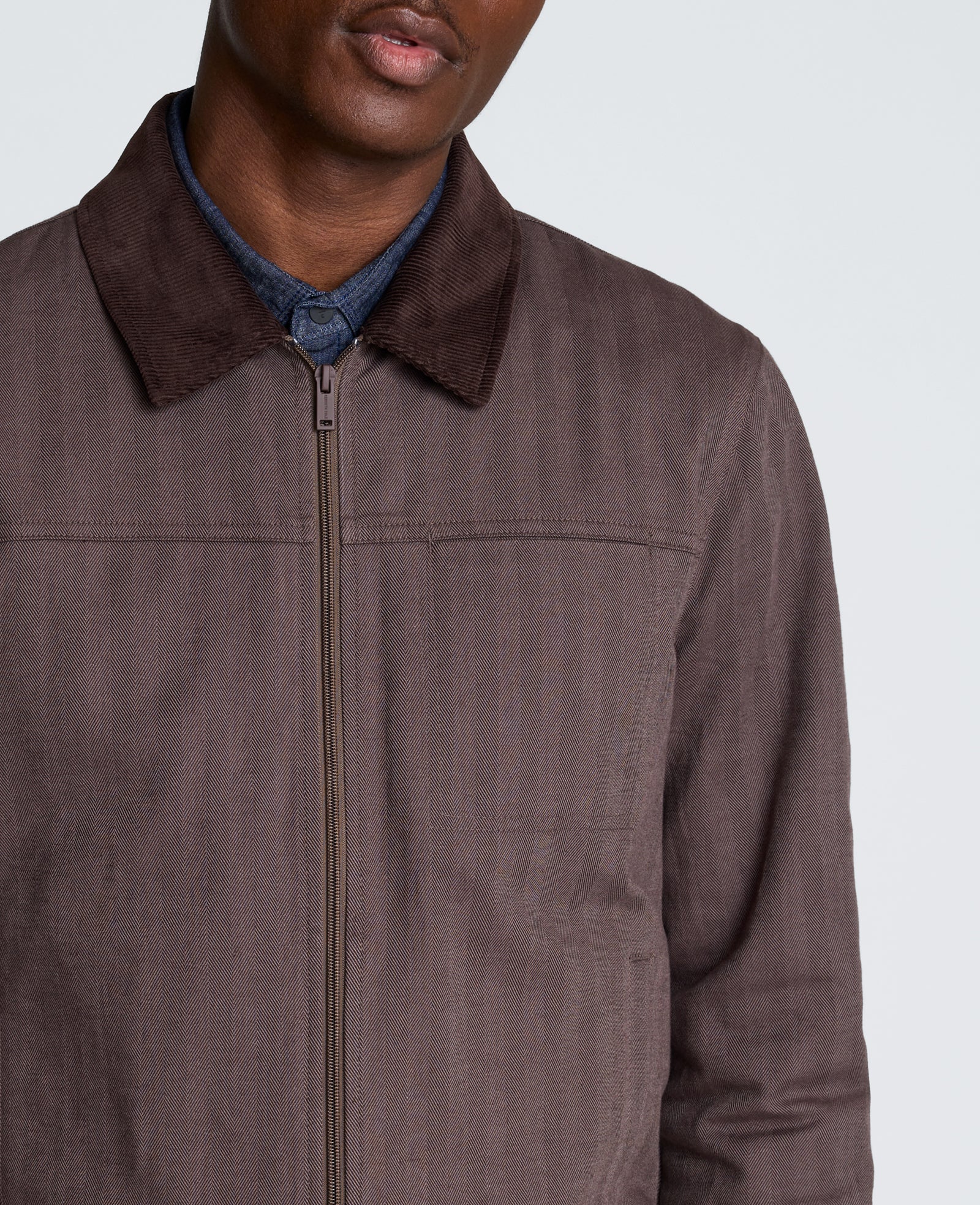 Zip Front Trucker With Contrast Collar