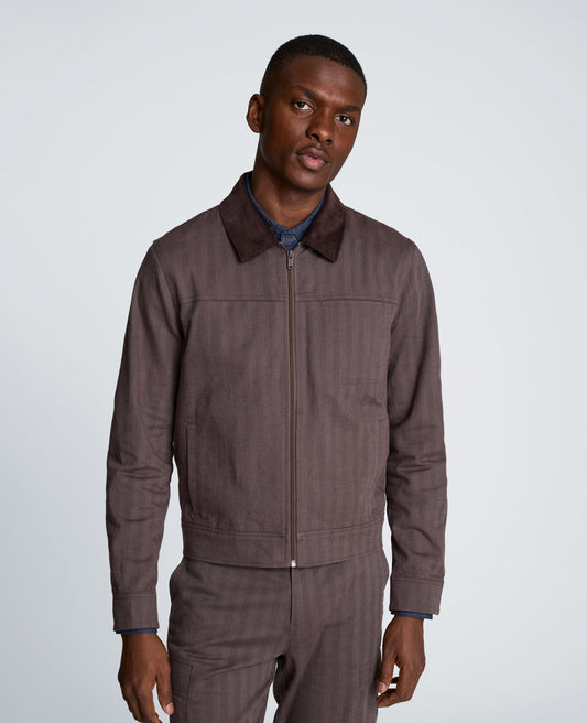 Zip Front Trucker With Contrast Collar