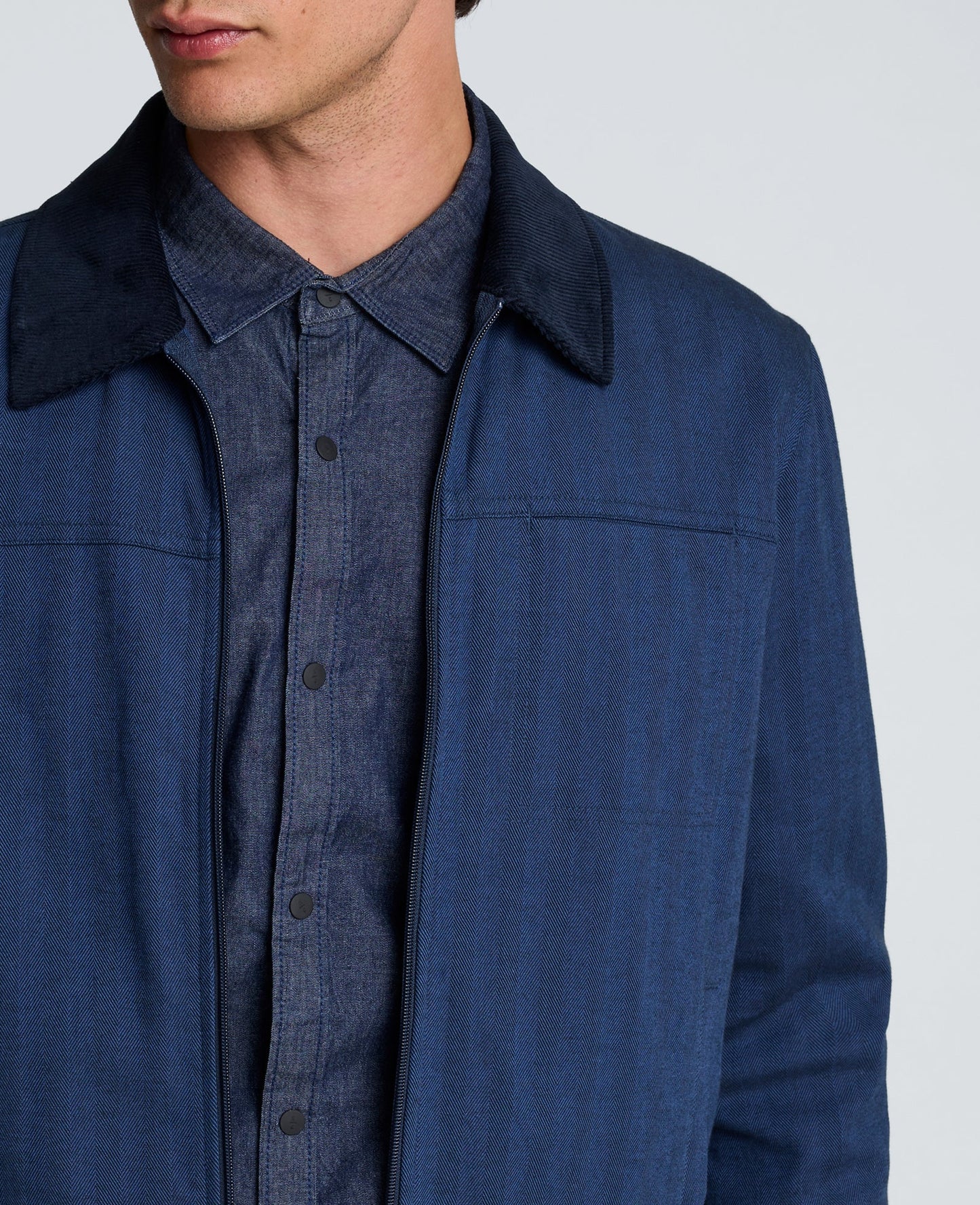 Zip Front Trucker With Contrast Collar