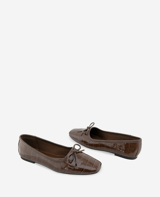 Carriah Embossed Croco Bow Tie Ballet Flat