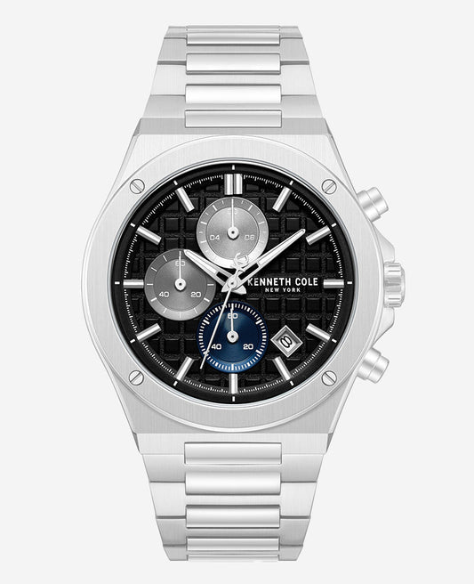 Dress Sport Chronograph Black Dial Stainless Steel Bracelet Watch
