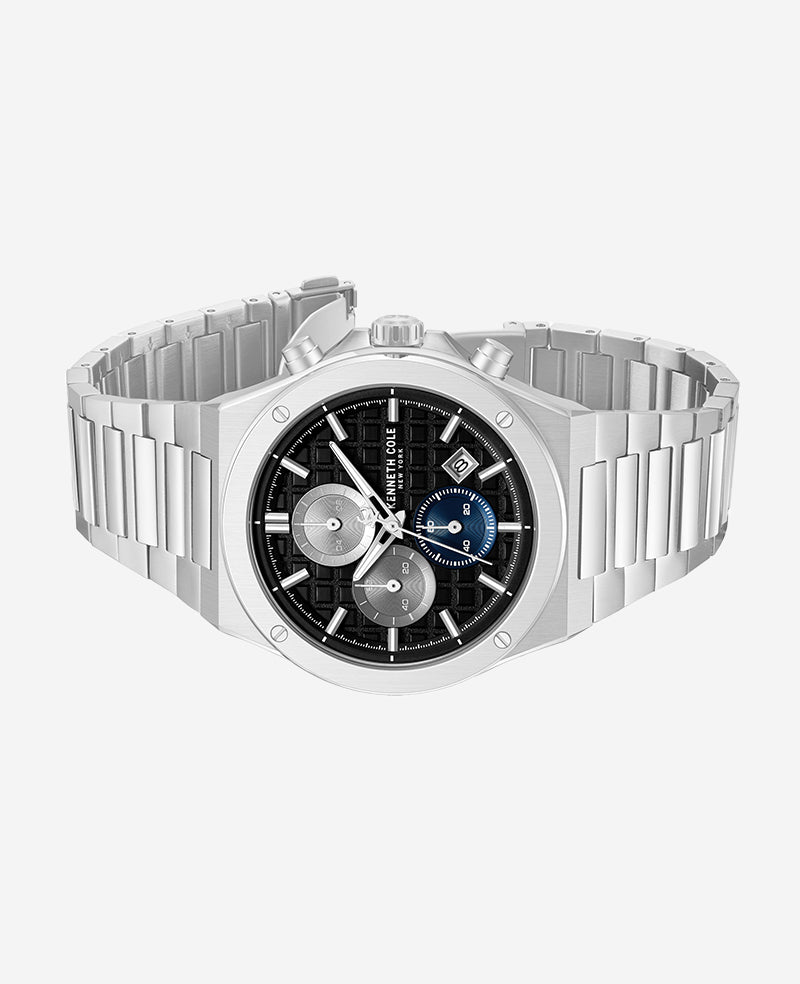 Dress Sport Chronograph Black Dial Stainless Steel Bracelet Watch