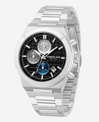 Dress Sport Chronograph Black Dial Stainless Steel Bracelet Watch